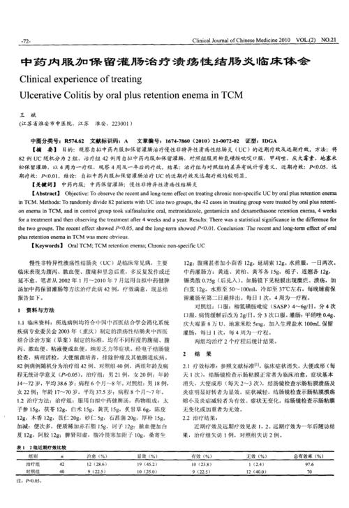 溃疡性结肠炎中医临床