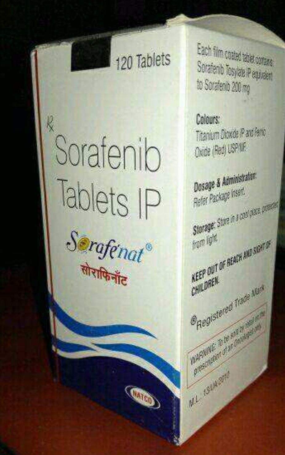 原版索拉非尼也就是我国德国生产的用于肝癌的靶向药