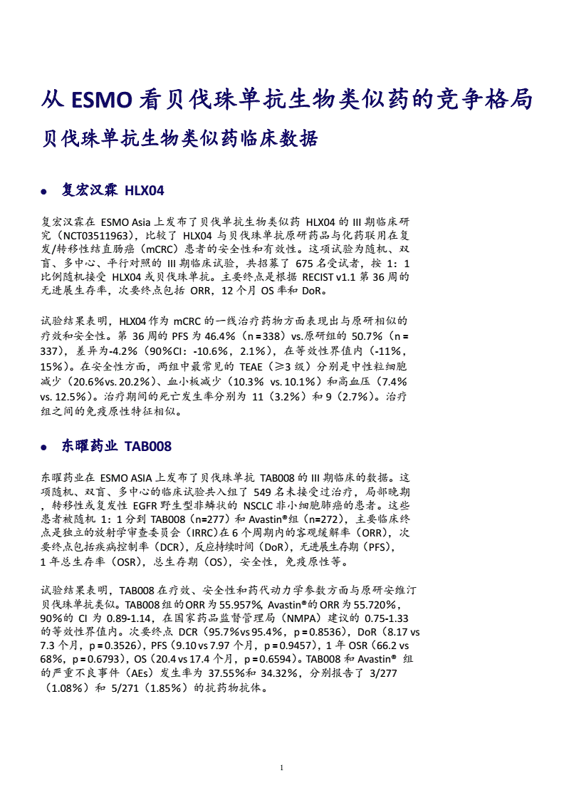 贝伐单抗和贝伐珠单抗_贝伐珠单抗说明书_贝伐珠单抗专利到期